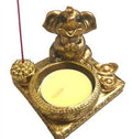 Tea Light and Incense Holder - Gold Elephant