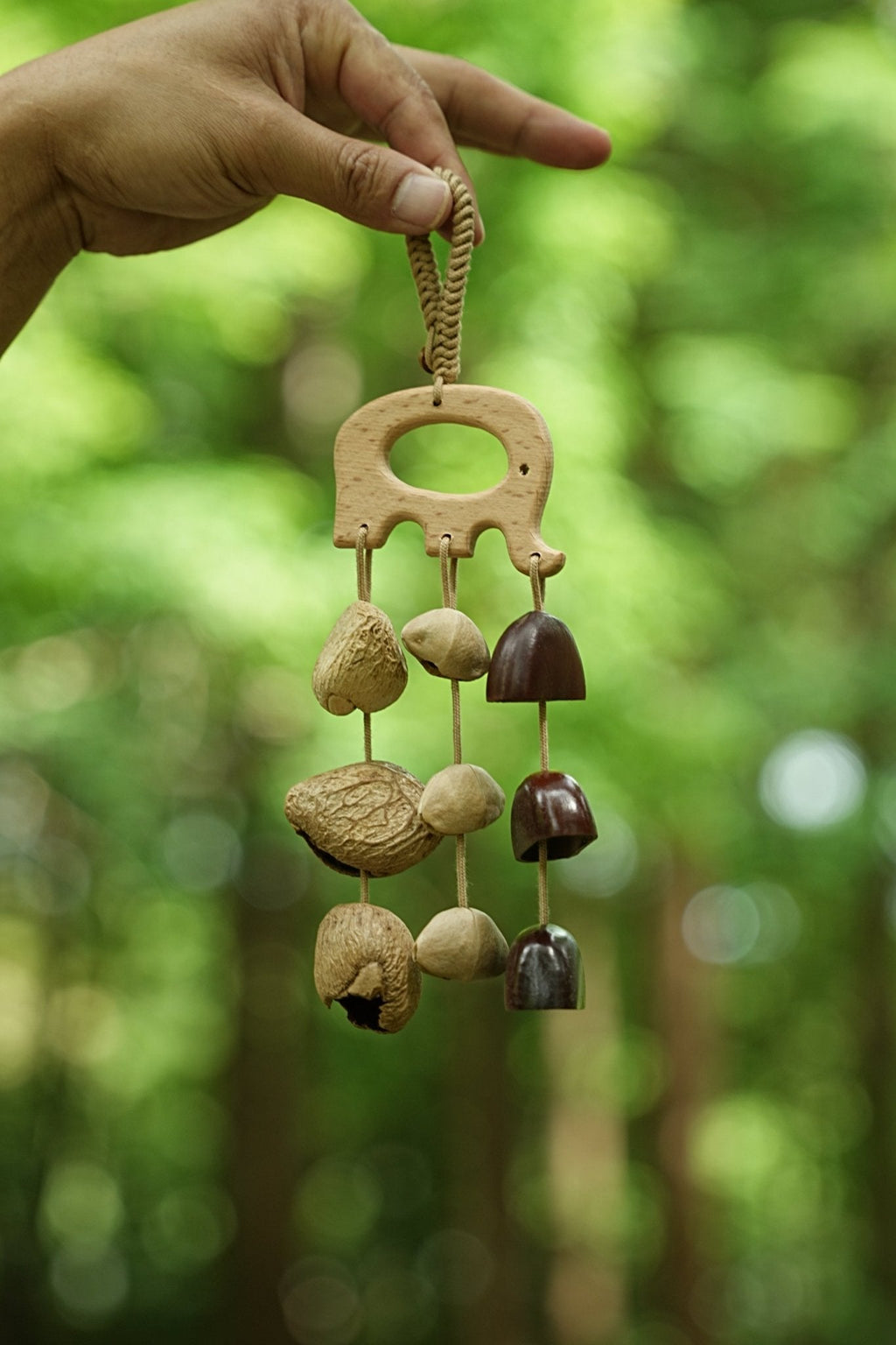 "The Wooden Elephant Chime" Carved Mini Mobile