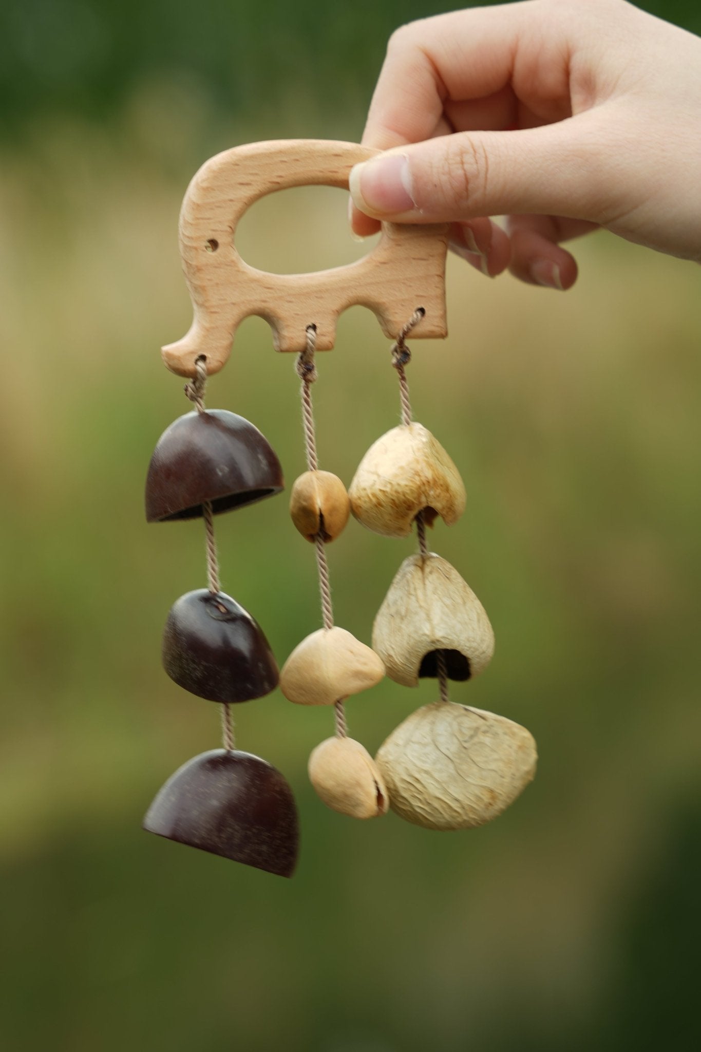 "The Wooden Elephant Chime" Carved Mini Mobile